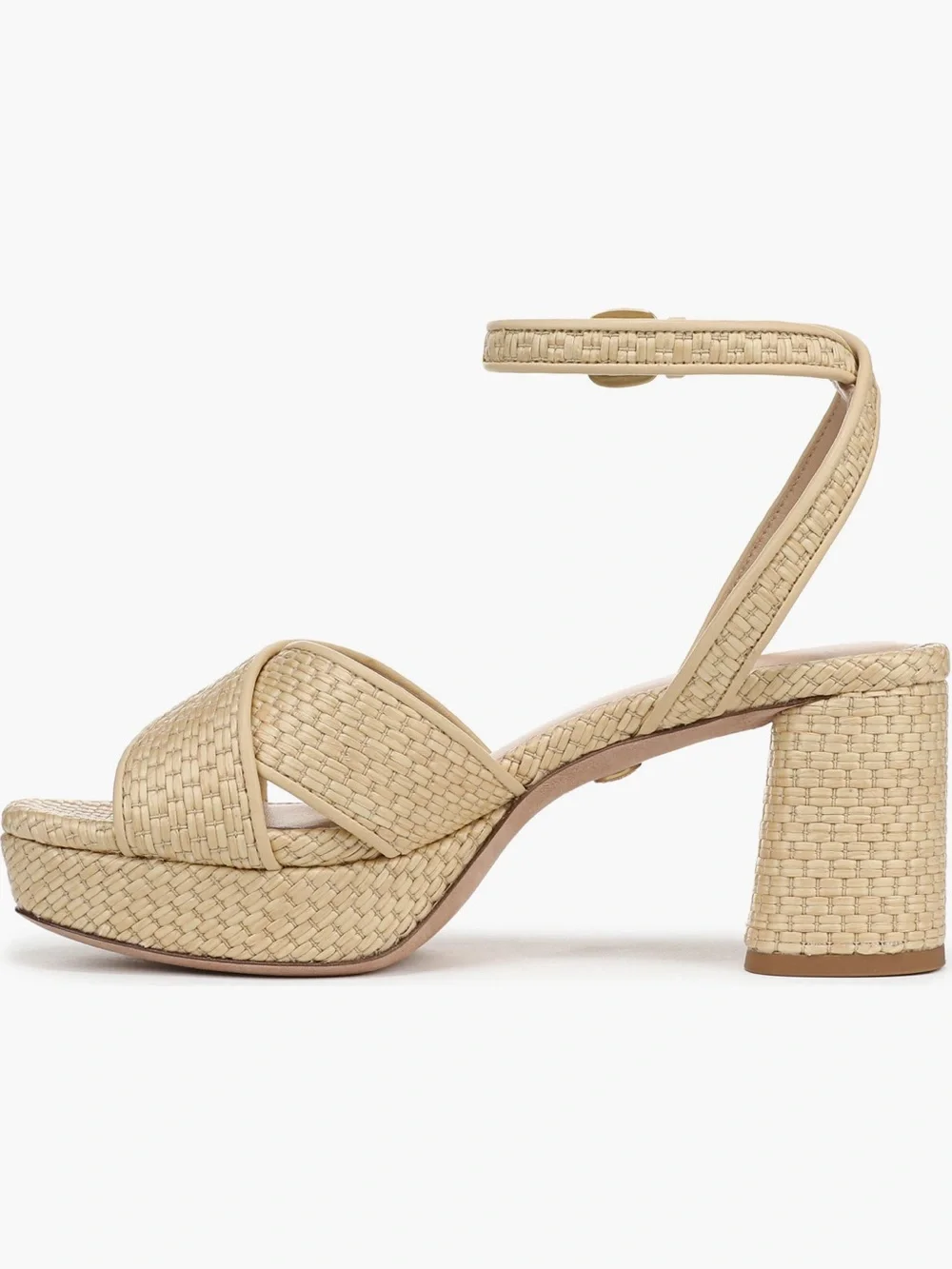 Veronica Beard Beige Woven Platform Danika Ankle-Strap Sandals New w/o Box
